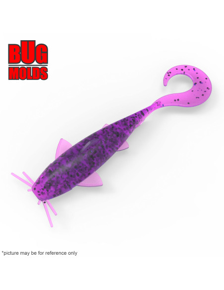 Fishing soft bait mold CatfishGrub 3,4 inch model ID T372 from Bugmolds