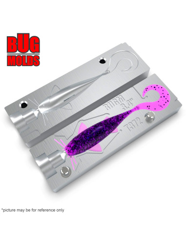 Fishing soft bait mold CatfishGrub 3,4 inch model ID T372 from Bugmolds