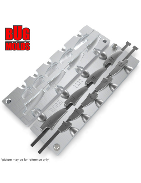 Aluminum CNC Mold Eccentric Joint Sinker Explorer Long Shape 5-20g 9-cav: 5-6-8-10-12-14-16-18-20g ID L132