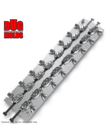 Aluminum CNC Mold Eccentric Joint Sinker NanoMinnow Head 15-25g 16-cav: 15-15-15-15-18-18-18-18-20-20-20-20-25-25-25-25g ID L162