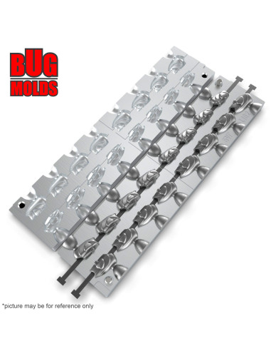 Aluminum CNC Mold Eccentric Joint Sinker NanoMinnow Head 15-25g 16-cav: 15-15-15-15-18-18-18-18-20-20-20-20-25-25-25-25g ID L162