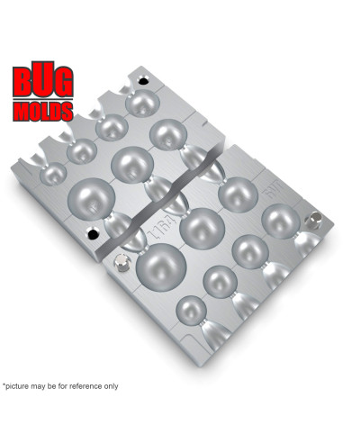 Aluminum CNC Mold InLine Sinker Ball Lead 10-50g 7-cav: 10-15-20-25-30-40-50g ID L164
