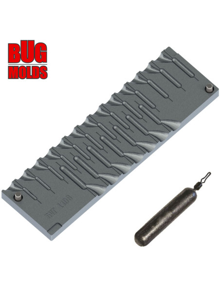 Aluminum CNC Mold Drop Shot Classic 1-7g 20-cav: 1-1.25-1.5-1.75-2-2.25-2.5-2.75-3-3.25-3.5-3.75-4-4.25-4.5-4.75-5-5.5-6-7g ID L