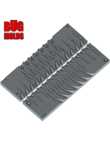 Aluminum CNC Mold Drop Shot Classic 1-7g 20-cav: 1-1.25-1.5-1.75-2-2.25-2.5-2.75-3-3.25-3.5-3.75-4-4.25-4.5-4.75-5-5.5-6-7g ID L