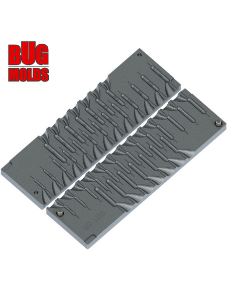 Aluminum CNC Mold Drop Shot Classic 1-7g 20-cav: 1-1.25-1.5-1.75-2-2.25-2.5-2.75-3-3.25-3.5-3.75-4-4.25-4.5-4.75-5-5.5-6-7g ID L