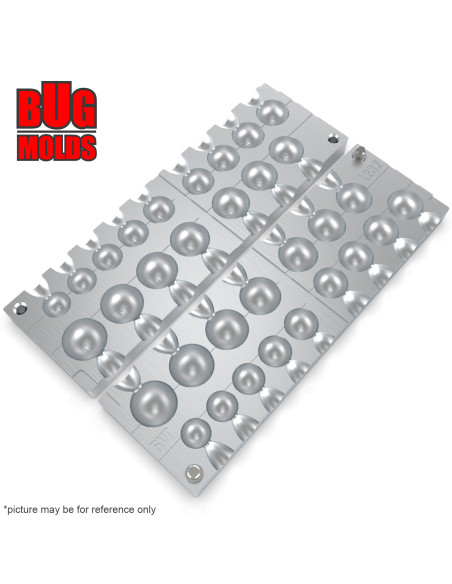 Aluminum CNC Mold Eccentric Joint Sinker Sport Ball 10-40g 16-cav: 10-12-14-16-18-20-22-24-26-28-30-32-34-36-38-40g ID L232