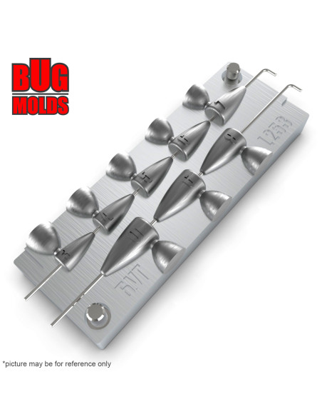 Aluminum CNC Mold Carolina Bullet Texas Carolina Bullet Long Shape 3-10g 8-cav: 3-4-5-6-7-8-9-10g ID L253