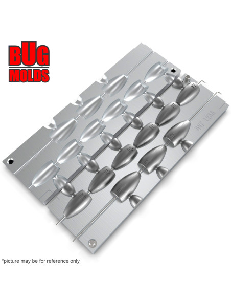 Aluminum CNC Mold Carolina Bullet Swagger Flipping Weights 35-50g 9-cav: 35-35-35-40-40-40-50-50-50g ID L256