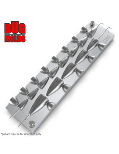 Aluminum CNC Mold Carolina Bullet Texas Carolina Bullet Long Shape 3-20g 13-cav: 3-4-5-6-7-8-9-10-12-14-16-18-20g ID L286
