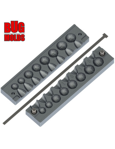 Aluminum CNC Mold Split Shot Ball with Slot 4-12g 8-cav: 4-4-8-8-10-10-12-12g ID L319