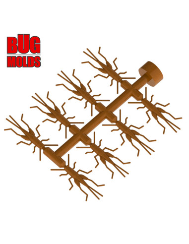 Fishing Soft Bait Multi-cavity Aluminum mold  GrassHopper 1,4 inch 8-cav vol. 0,29 fl oz (8,68 cm^3)  ID B04_8a1 from Bugmolds