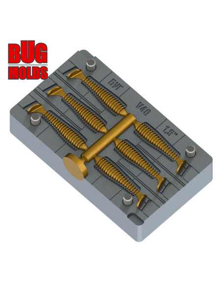 Fishing Soft Bait Multi-cavity Aluminum mold  SwingImpactFat 1,5 inch 6-cav vol. 0,18 fl oz (5,37 cm^3)  ID V40_6a1 from Bugmold