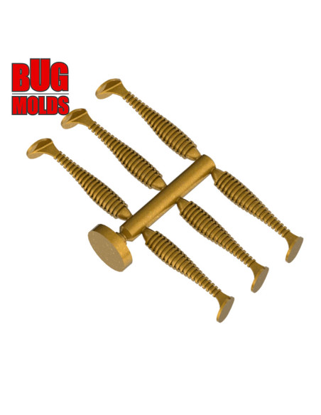 Fishing Soft Bait Multi-cavity Aluminum mold  SwingImpactFat 1,5 inch 6-cav vol. 0,18 fl oz (5,37 cm^3)  ID V40_6a1 from Bugmold