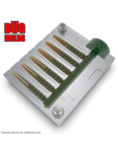 Fishing Soft Bait Multi-cavity Aluminum mold  TroutMagnet 1,1 inch 6-cav vol. 0,14 fl oz (4,06 cm^3)  ID W636_6a1 from Bugmolds