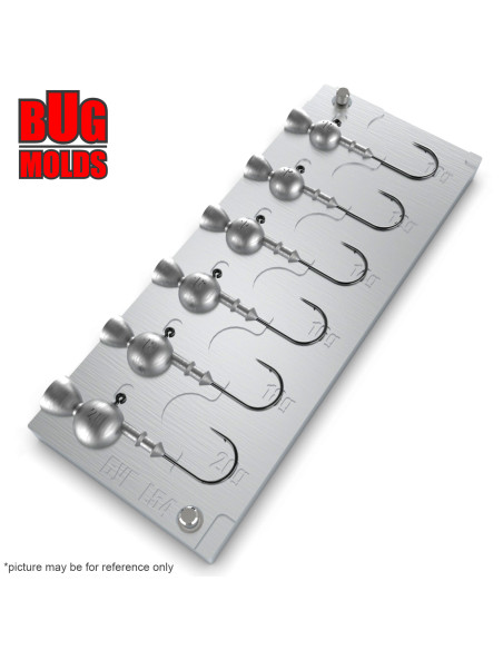 Aluminum CNC Mold Jig Head Round Shape Lead Bait Keeper 10-20g 6-cav: 10-12-14-16-18-20g ID L54