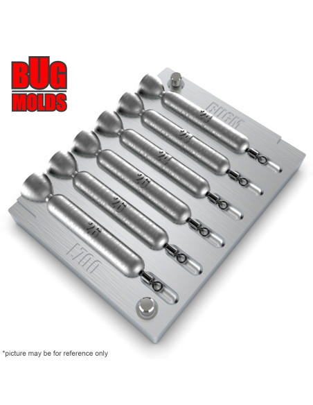 Aluminum CNC Mold Drop Shot Classic 24-26g 6-cav: 24-24-24-26-26-26g ID L700