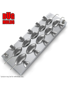 Aluminum CNC Mold InLine Sinker Olive Lead 10-15g 10-cav: 10-10-10-10-10-15-15-15-15-15g ID L760