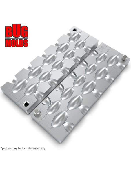 Aluminum CNC Mold InLine Sinker Olive Lead 10-15g 10-cav: 10-10-10-10-10-15-15-15-15-15g ID L760