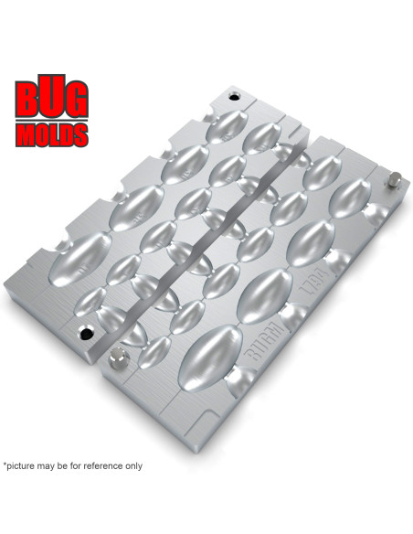 Aluminum CNC Mold InLine Sinker Olive Lead 5-40g 10-cav: 5-7-10-12-15-20-25-30-35-40g ID L794