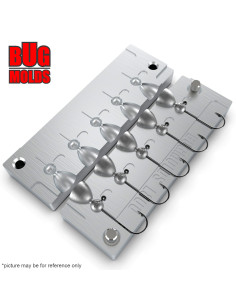 Aluminum CNC Mold Jig Head Round Shape 1g 5-cav: 1-1-1-1-1g ID L800 2