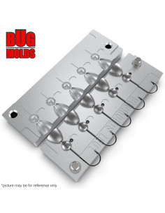 Aluminum CNC Mold Jig Head Round Shape 1,5g 5-cav: 1,5-1,5-1,5-1,5-1,5g ID L801 2