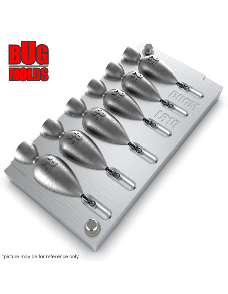 Aluminum CNC Mold Jig Rig Pear Punchball Shape 25-35g 6-cav: 25-25-25-35-35-35g ID L810