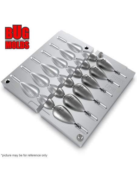 Aluminum CNC Mold Jig Rig Pear Punchball Shape 25-35g 6-cav: 25-25-25-35-35-35g ID L810