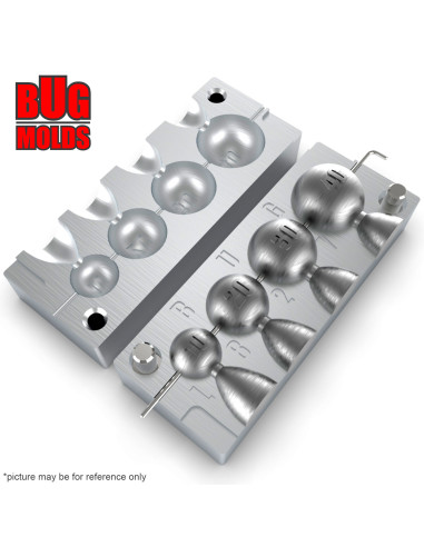 Aluminum CNC Mold InLine Sinker Ball Lead 10-40g 4-cav: 10-20-30-40g ID L827