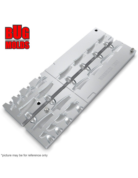 Aluminum CNC Mold Eccentric Joint Sinker Explorer Long Shape 2-20g 10-cav: 2-4-6-8-10-12-14-16-18-20g ID L830