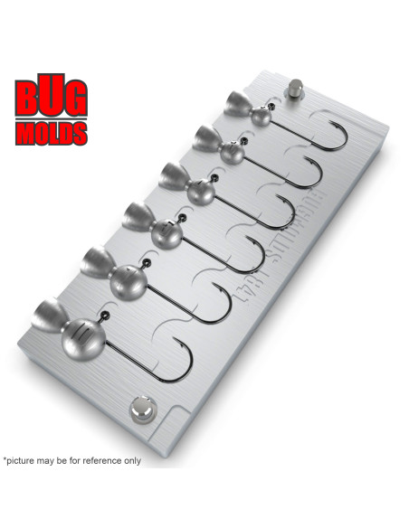 Aluminum CNC Mold Jig Head Round Shape 2-10g 6-cav: 2-3-4-5-7-10g ID L841