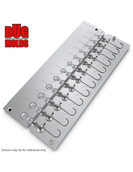 Aluminum CNC Mold Jig Head Round Shape 1-10g 12-cav: 1-1,5-2-2,5-3-4-5-6-7-8-9-10g ID L842