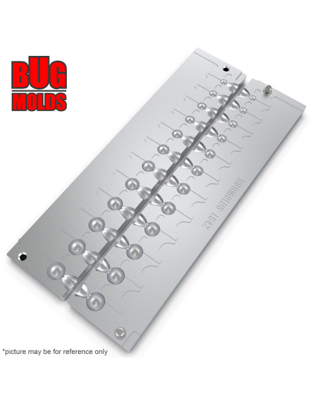 Aluminum CNC Mold Jig Head Round Shape 1-10g 12-cav: 1-1,5-2-2,5-3-4-5-6-7-8-9-10g ID L842