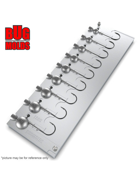 Aluminum CNC Mold Jig Head Round Shape Lead Bait Keeper 10-50g 9-cav: 10-15-20-25-30-35-40-45-50g ID L865