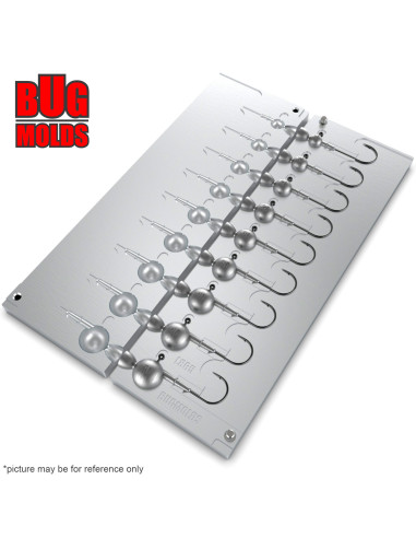Aluminum CNC Mold Jig Head Round Shape Lead Bait Keeper 10-50g 9-cav: 10-15-20-25-30-35-40-45-50g ID L865