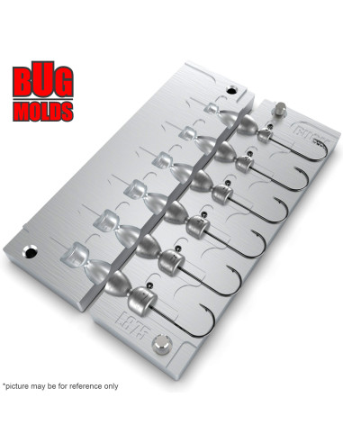 Aluminum CNC Mold Jig Head Ned Rig 2-7g 6-cav: 2-3-4-5-6-7g ID L875