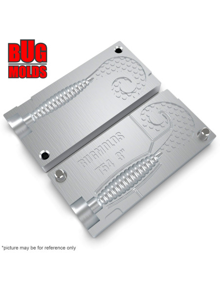 Fishing soft bait mold CurlyGrub 2,8 inch model ID T100 from Bugmolds