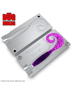 Fishing soft bait mold CurlyGrub 3,4 inch model ID T161 from Bugmolds 2