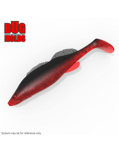 Fishing soft bait mold ZanderTezShadTail 3 inch model ID V1008 from Bugmolds
