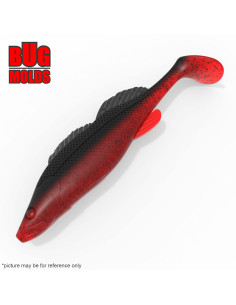 Fishing soft bait mold ZanderTezShadTail 4,4 inch model ID V1042 from Bugmolds
