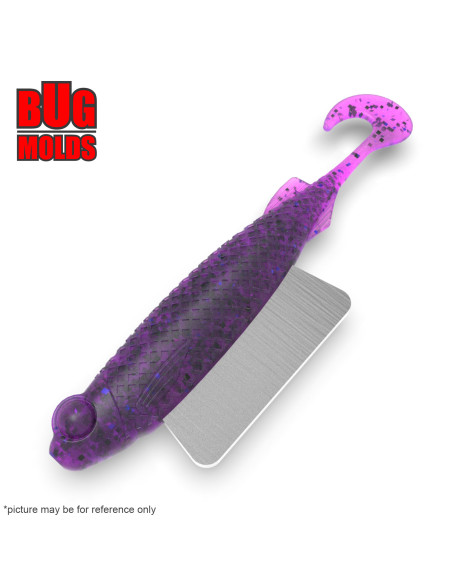 DIY Fishing soft bait Stone offset hook Curly Tail 1-cav mold EShad 3,5inch model ID ST353_1s1_o