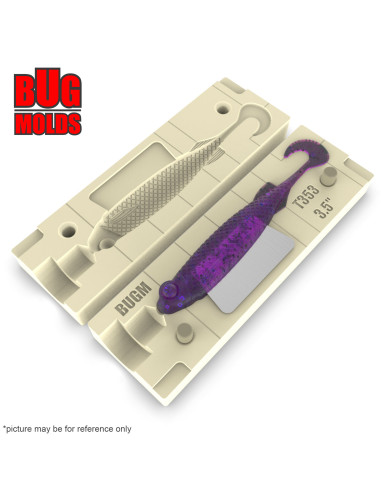 DIY Fishing soft bait Stone offset hook Curly Tail 1-cav mold EShad 3,5inch model ID ST353_1s1_o