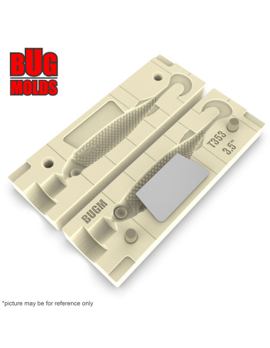 DIY Fishing soft bait Stone offset hook Curly Tail 1-cav mold EShad 3,5inch model ID ST353_1s1_o