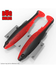 DIY Fishing soft bait Aluminum offset hook Swimbait 2-cav mold MagdraftFreestyle 6inch model ID SV949_2ai_o