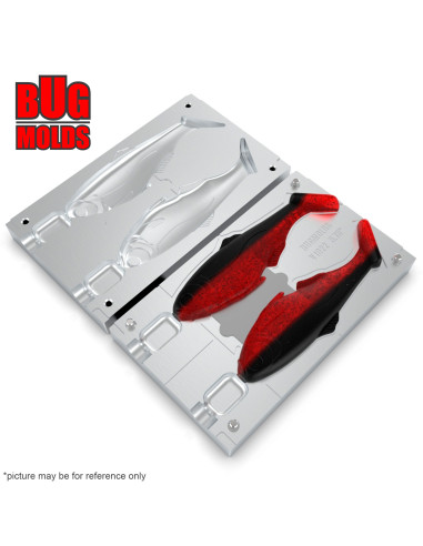 DIY Fishing soft bait Aluminum offset hook Swimbait 2-cav mold BattleShad 5,75inch model ID SV1022_2ai_o