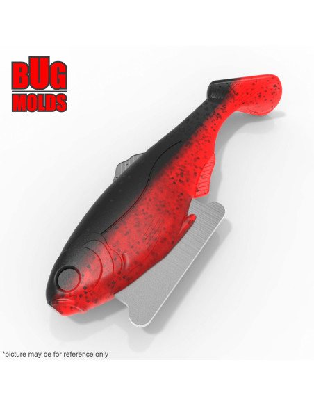 DIY Fishing soft bait Aluminum offset hook Swimbait 3-cav mold BattleShad 4inch model ID SV1077_3ai_o