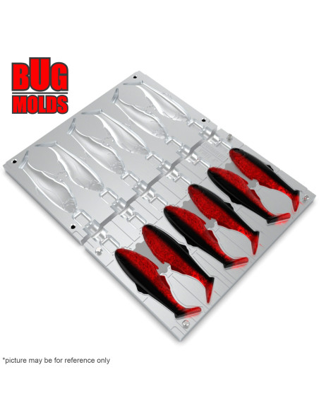 DIY Fishing soft bait Aluminum offset hook Swimbait 6-cav mold BattleShad 4inch model ID SV1077_6ai_o