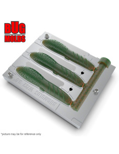 DIY Fishing soft bait Aluminum offset hook Worm and Slug 3-cav mold CoverScat 3,5inch model ID SW722_3a1_o