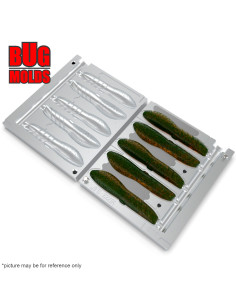 DIY Fishing soft bait Aluminum offset hook Worm and Slug 5-cav mold CoverScat 3,5inch model ID SW722_5a1_o 2