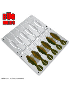 DIY Fishing soft bait Aluminum offset hook Worm and Slug 6-cav mold RageShellCracker 3,75inch model ID SW798_6ai_o 2