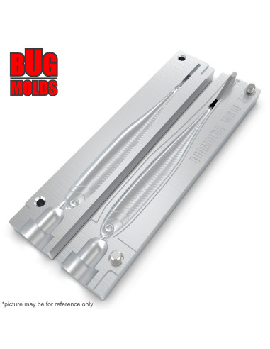 DIY Fishing soft bait Aluminum offset hook Worm and Slug 1-cav mold FlashJSplit 5inch model ID SW613_1a1_o